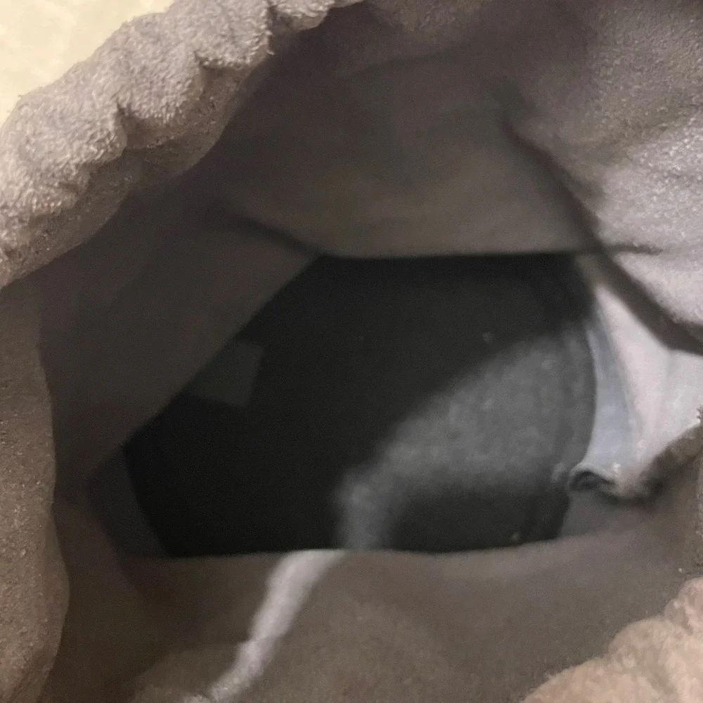 Canon LP1319 Lens Pouch Bag‎ Soft Suede Leather Bottom Drawstring Gray Black